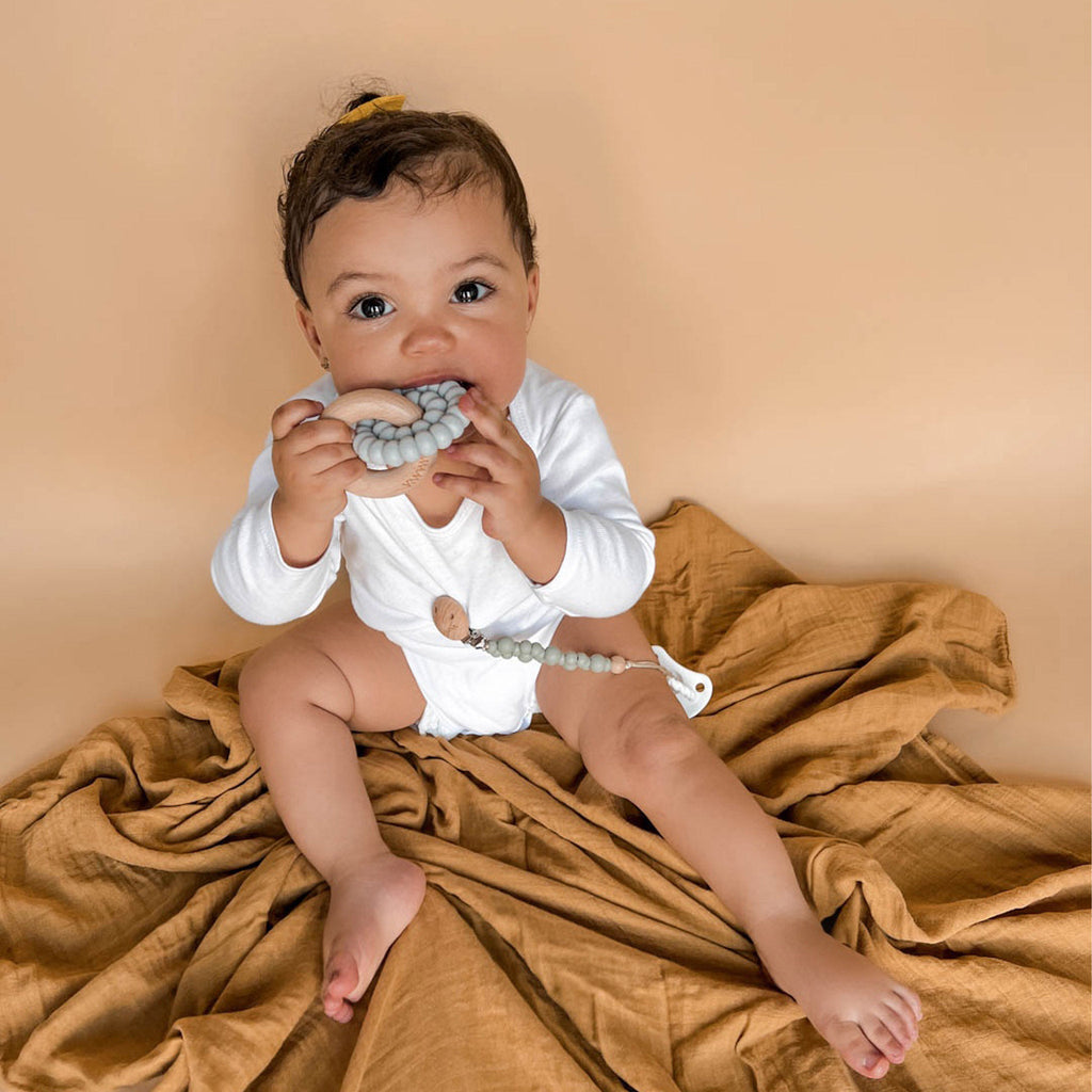 Beech Wood Ring Silicone Teether - OMWAANA