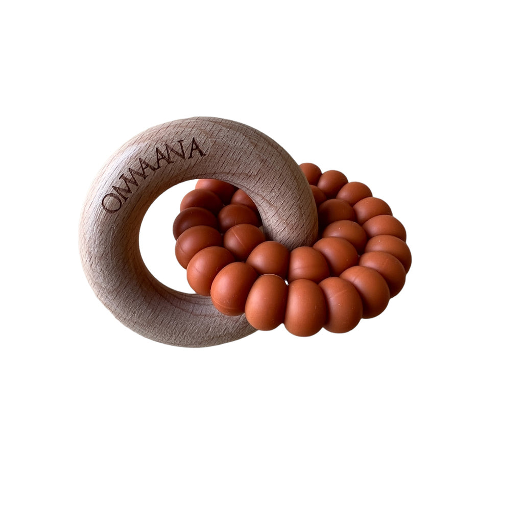 Beech Wood Ring Silicone Teether - OMWAANA